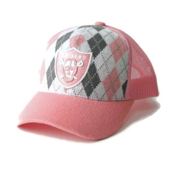 Reebok Las Vegas Raiders Pink Argyle Embroidered Cap Hat Adjustable Mesh… - Picture 7 of 7